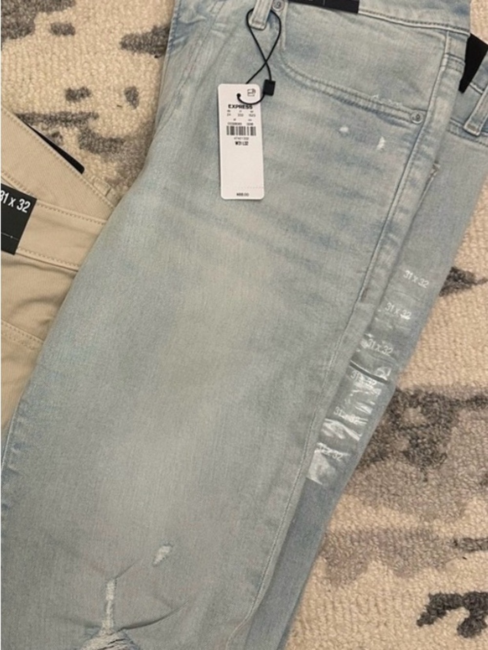 Express Men’s Skinny Jeans - 2 Pairs Light Blue & White (31 x 32)